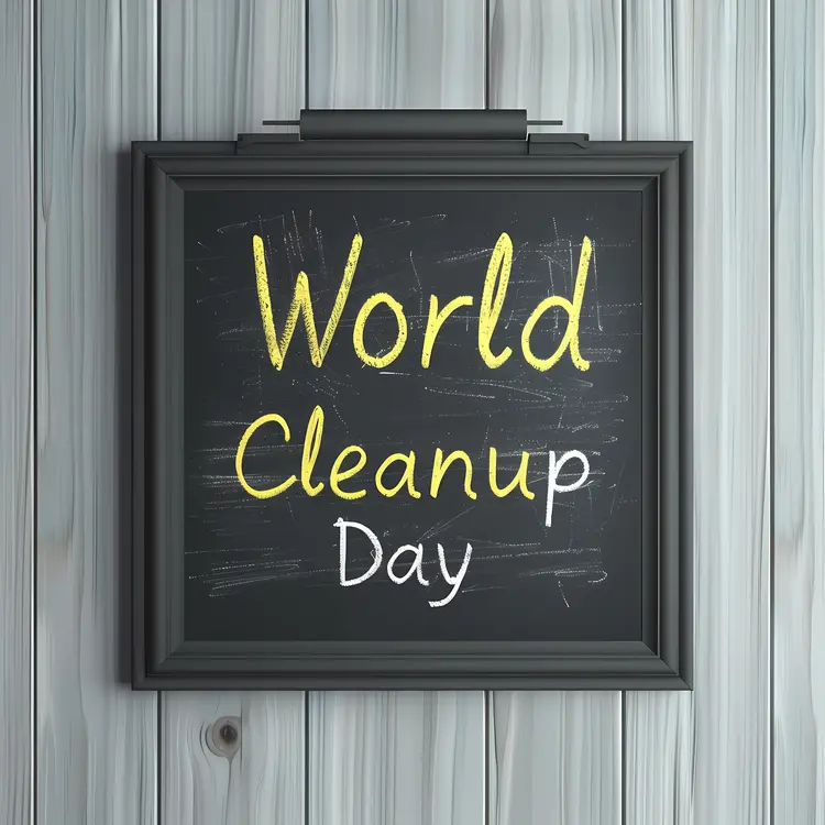 World Cleanup Day on Chalkboard