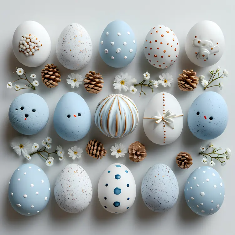 Artistic Decorated Eggs with Floral Patterns