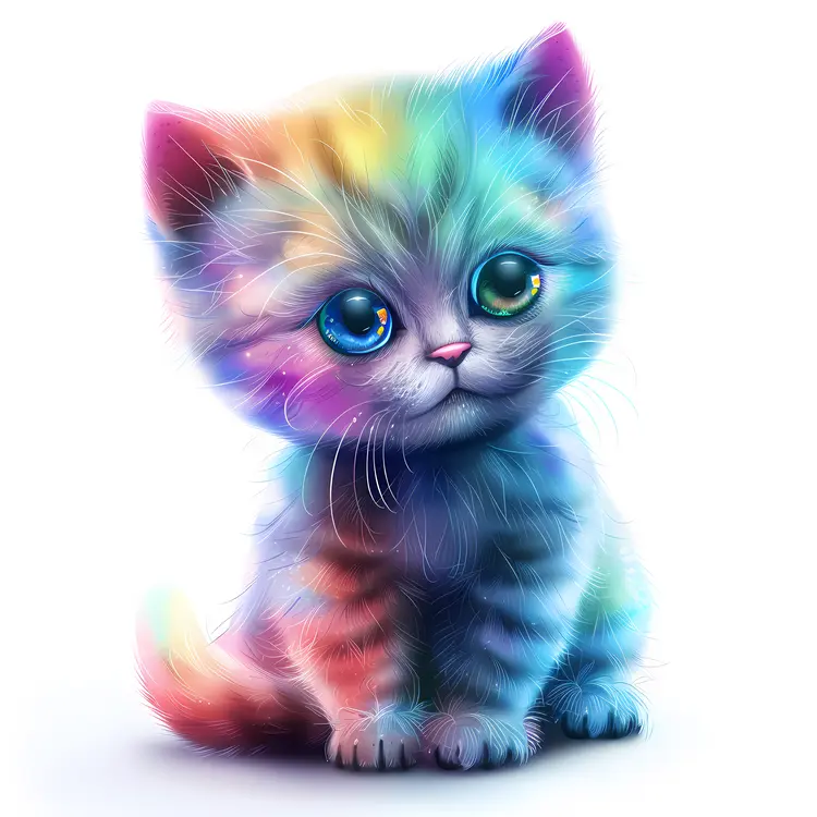 Colorful Cute Kitten
