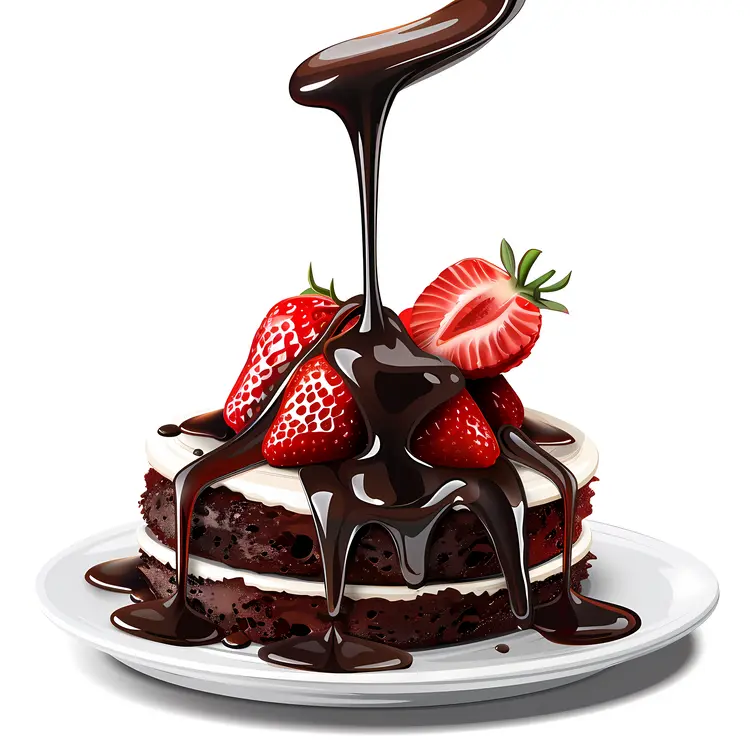 Chocolate Cake with Strawberries