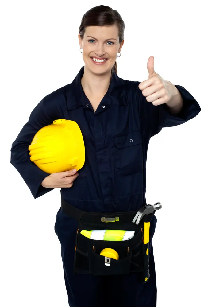 Female Worker Holding a Hard Hat