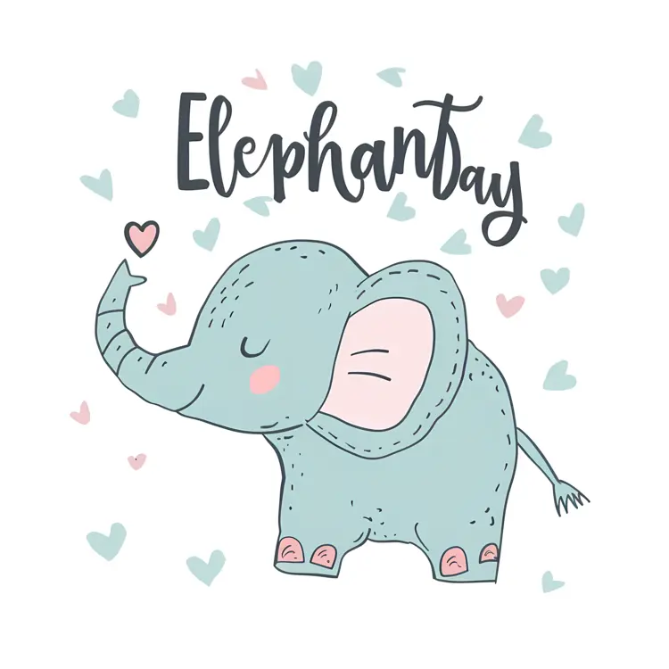 Cute Elephant with Hearts