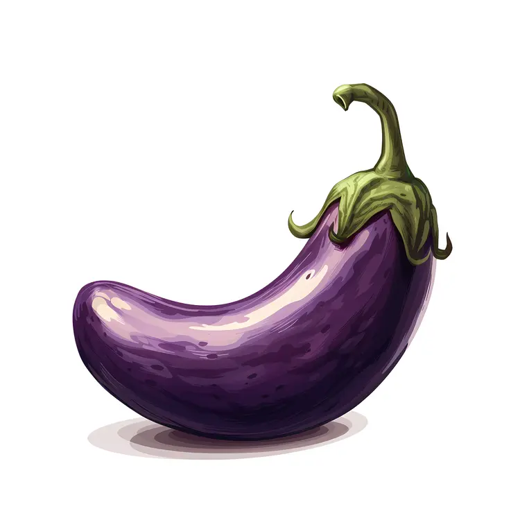 Purple Eggplant with Green Stem