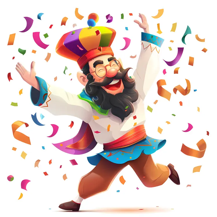 Joyful Dancing Man with Confetti