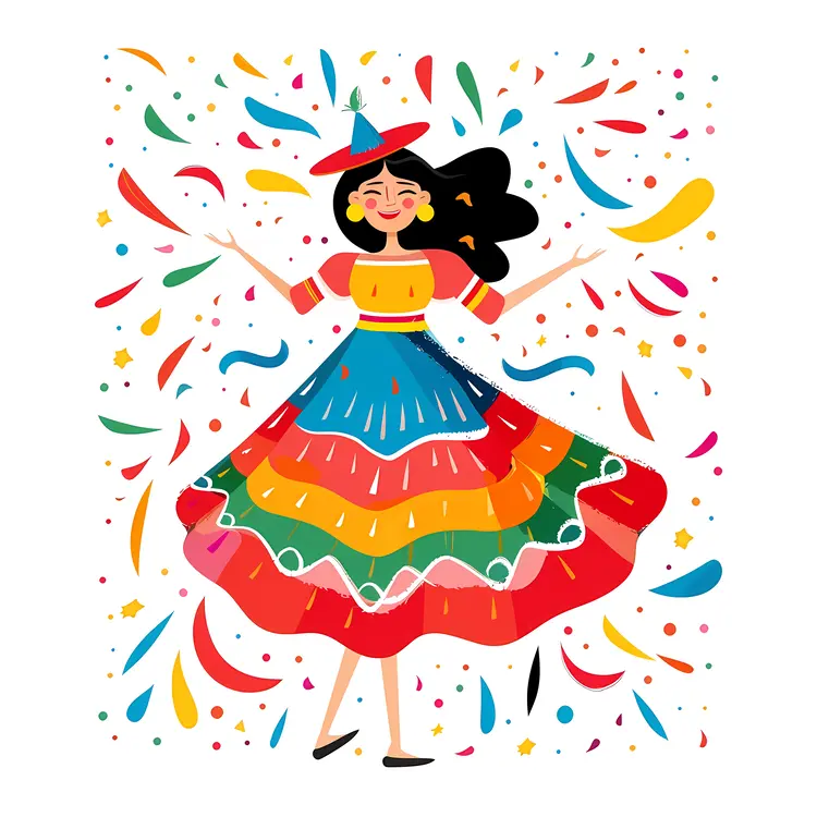 Festive Dancer in Colorful Dress