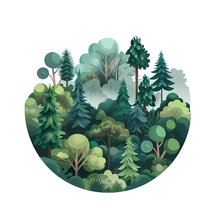 Lush Green Forest Illustration