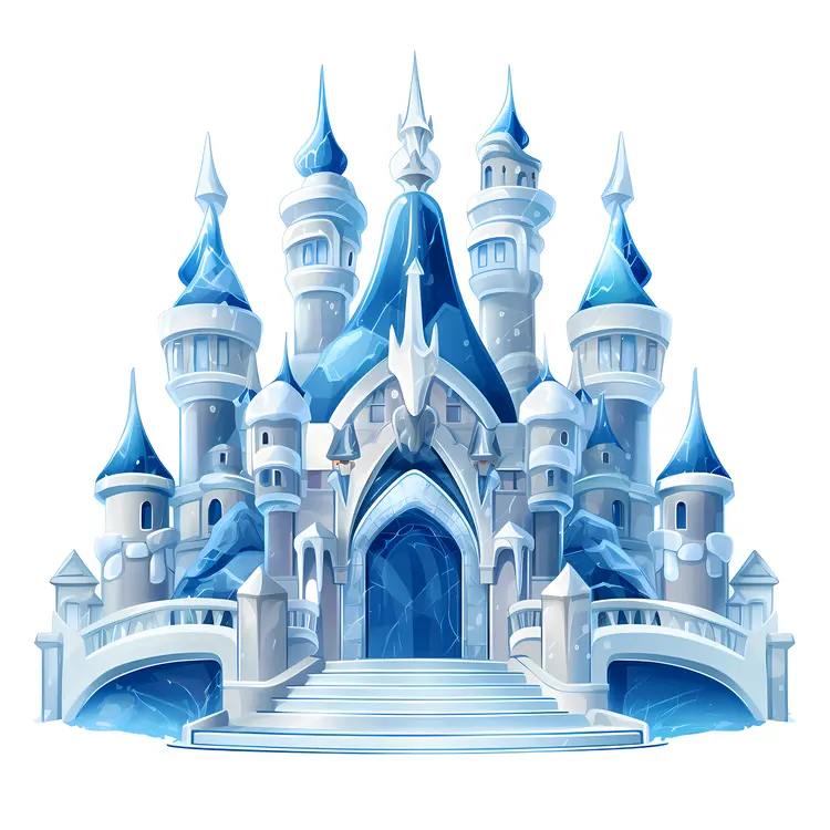 Beautiful Ice Castle with Blue Spires