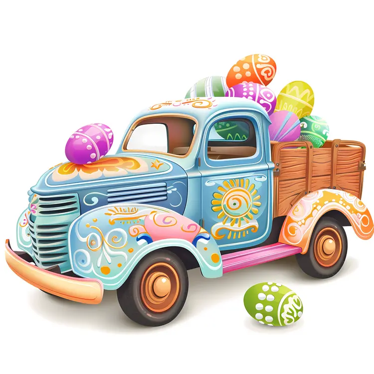 Decorated Truck with Easter Eggs