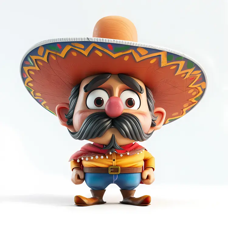 Cartoon Mexican Man with Sombrero