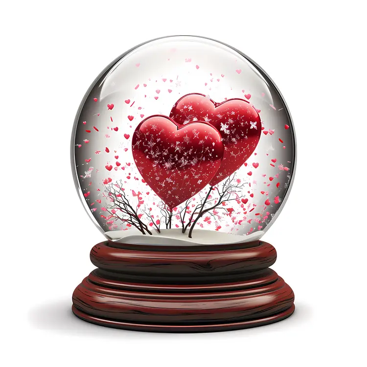 Hearts in a Snow Globe for Valentine's Day
