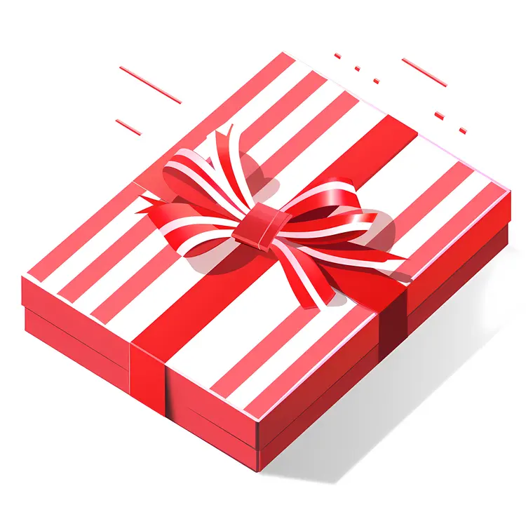 Red and White Striped Gift Box
