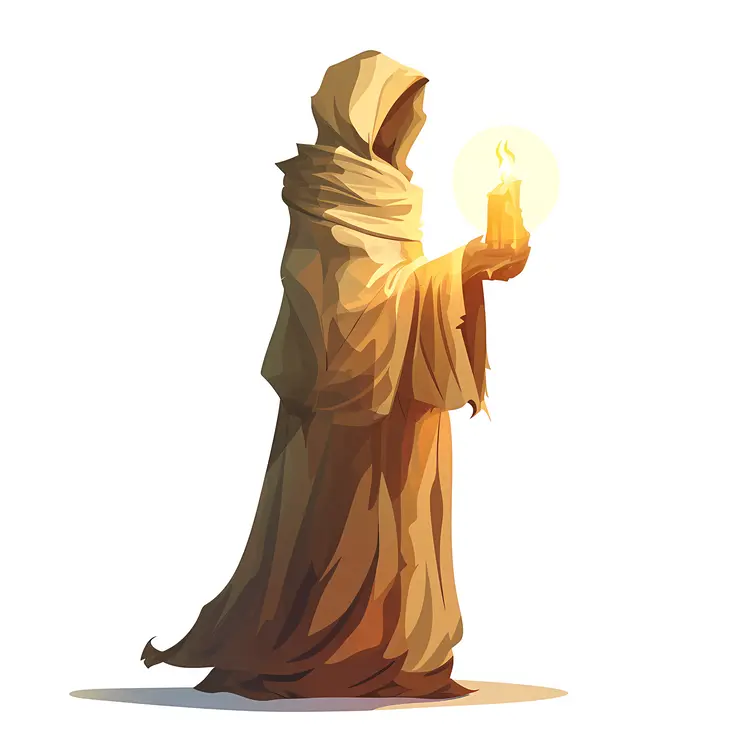 Hooded Figure Holding a Candle