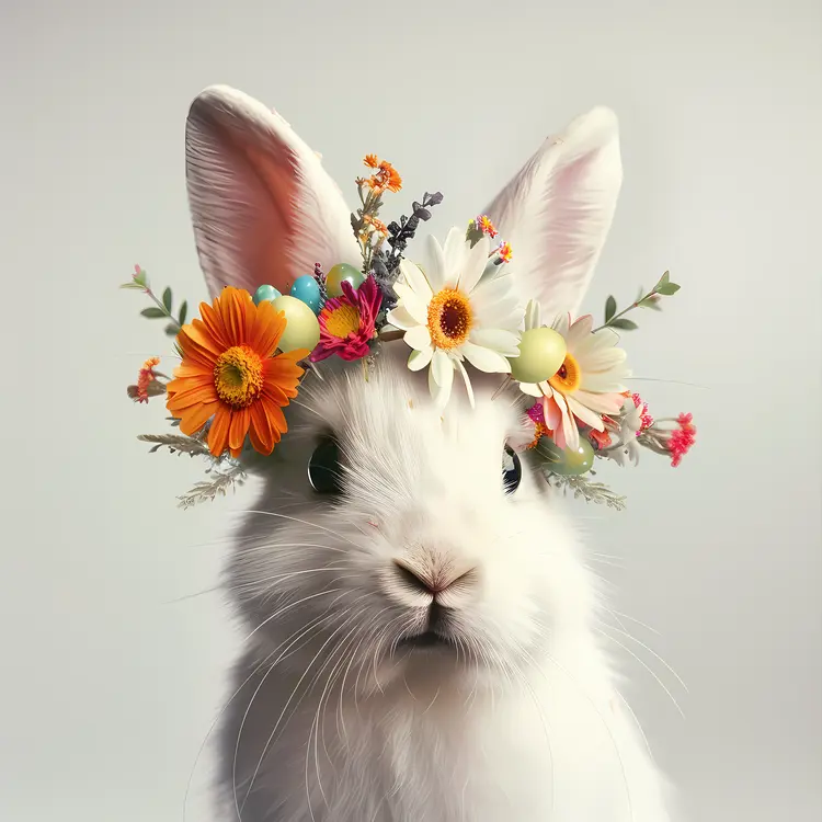 White Bunny with Flower Crown