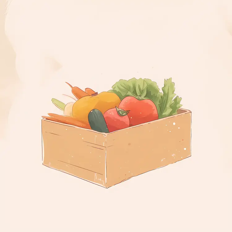 Fresh Vegetable Box with Tomatoes and Lettuce