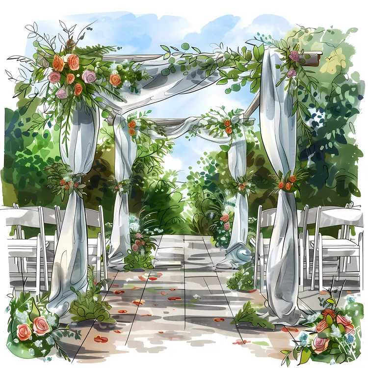 Outdoor Wedding Arch with Flowers