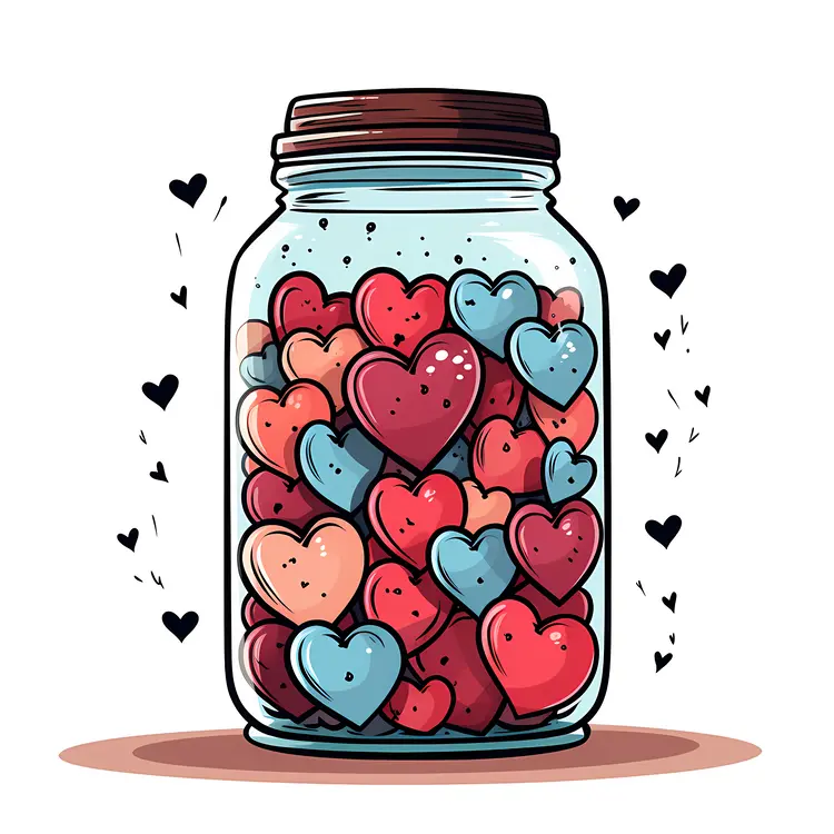Assorted Hearts in a Glass Jar