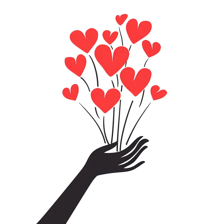 Hand Holding Heart Balloons
