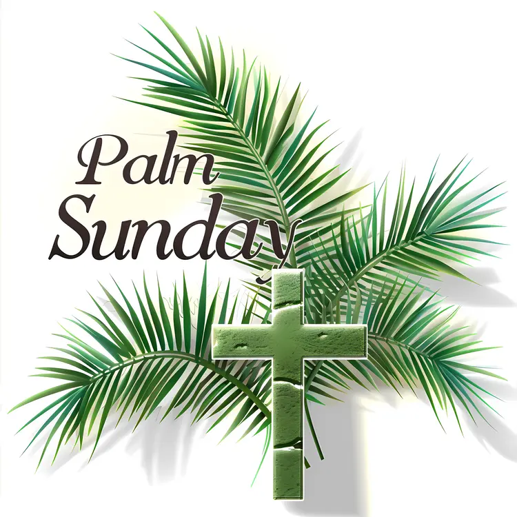 Palm Sunday Cross with Palm Leaves