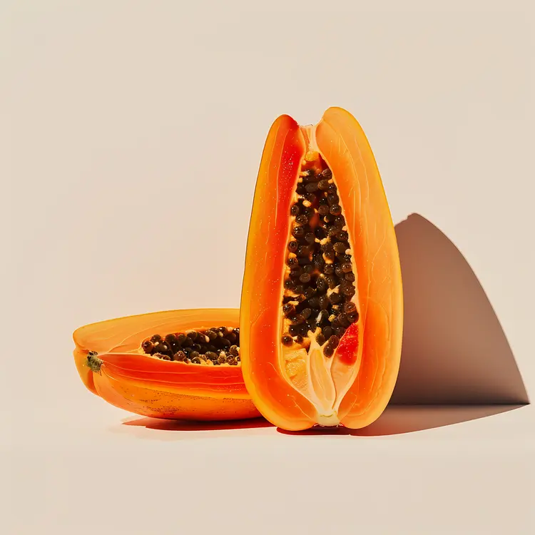 Papaya Halves with Shadow