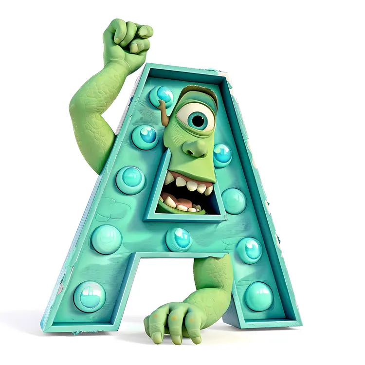 Green Monster Character Letter A