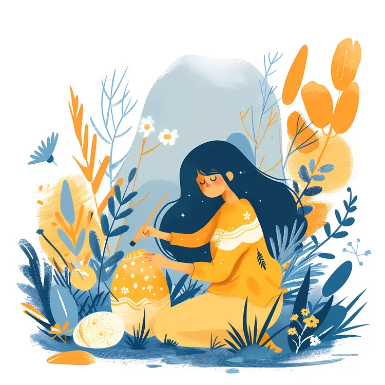 Girl in Nature Illustration