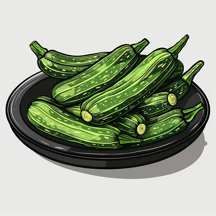 Green Zucchinis in a Black Plate