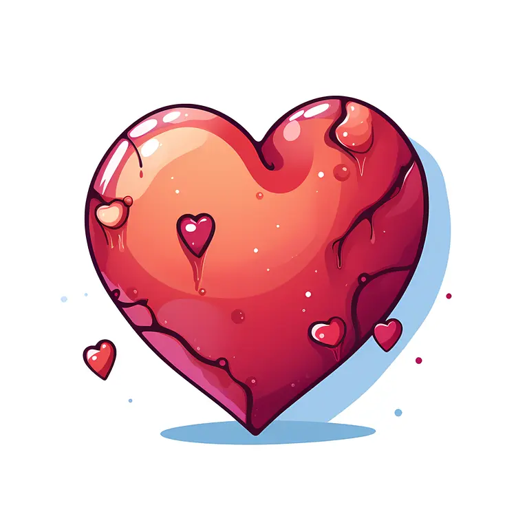 Red Heart with Small Hearts and Dripping Effect