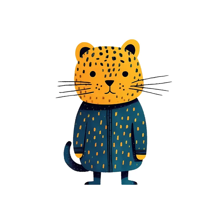 Leopard in Blue Coat Illustration