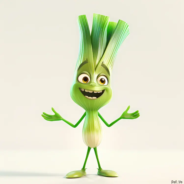 Happy Cartoon Green Onion