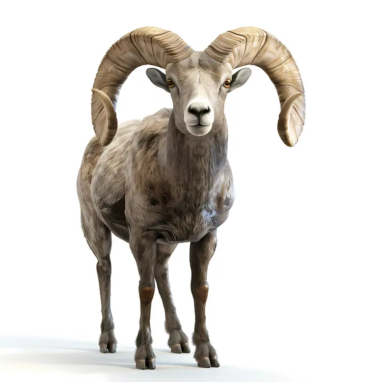 Standing Ram with Large Horns