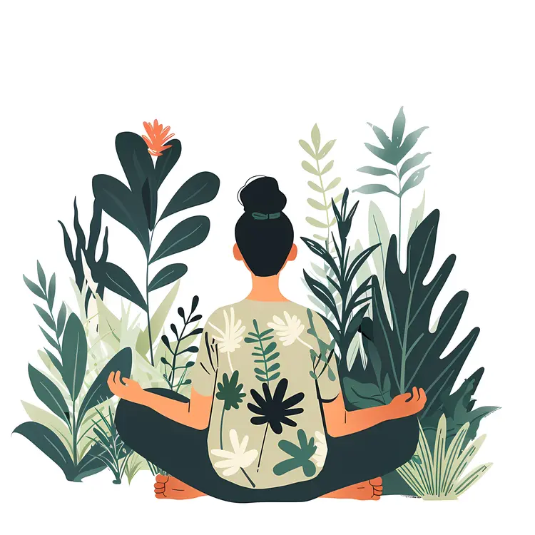 Person Meditating Surrounded by Plants