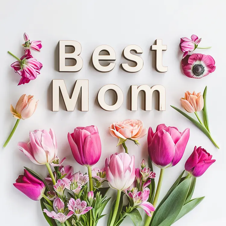 Best Mom Sign with Beautiful Flowers