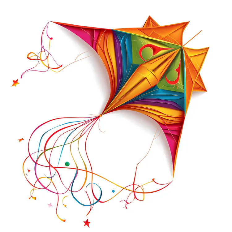 Colorful Kite with Flowing Ribbons