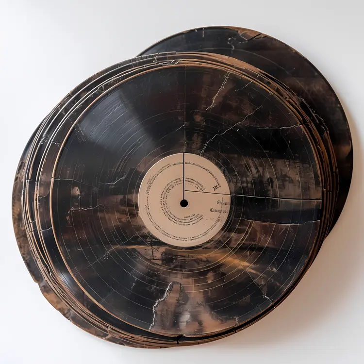 Stacked Black Vinyl Records with Marble Pattern