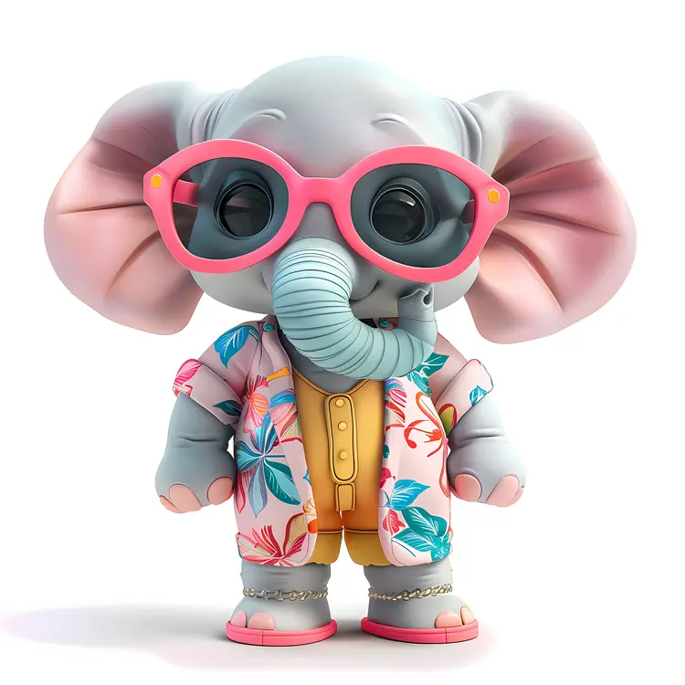 Cute Elephant in Summer Fashion