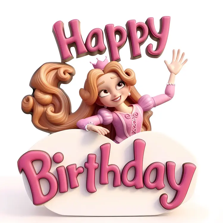 Princess Waving Happy Birthday