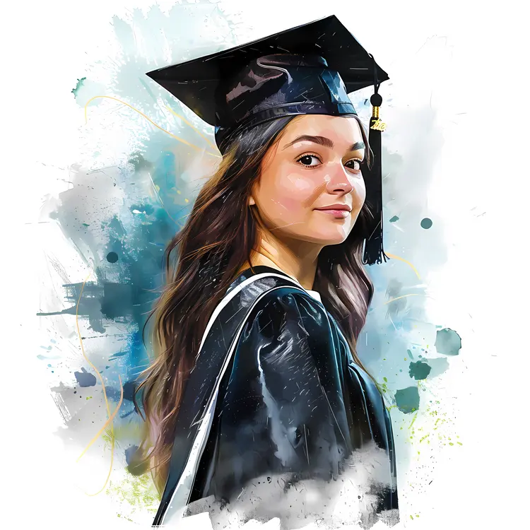Proud Graduate in Cap and Gown