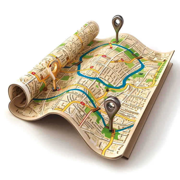 Detailed City Map with Pins