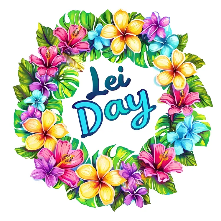 Colorful Lei Day Celebration with Flowers
