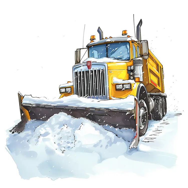 Yellow Snow Plow in Action