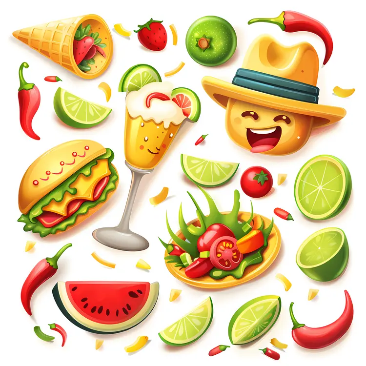 Mexican Food and Drink Doodles