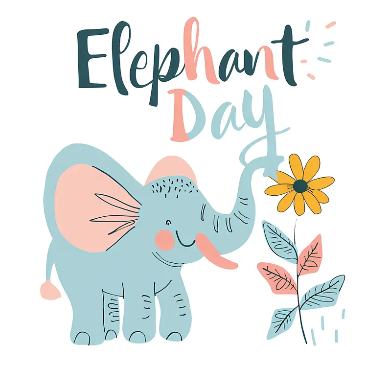 Cute Elephant with Flower