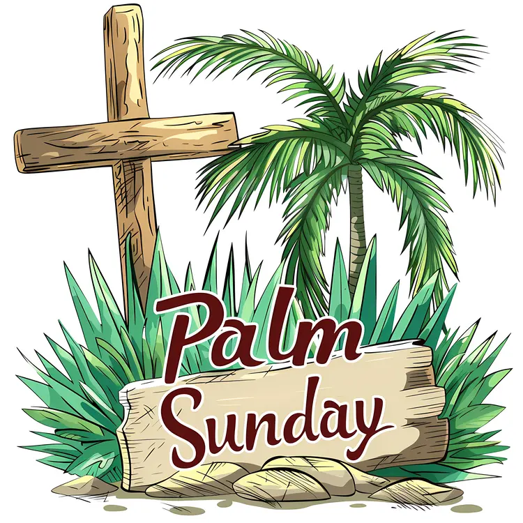 Palm Sunday Cross with Palm Tree
