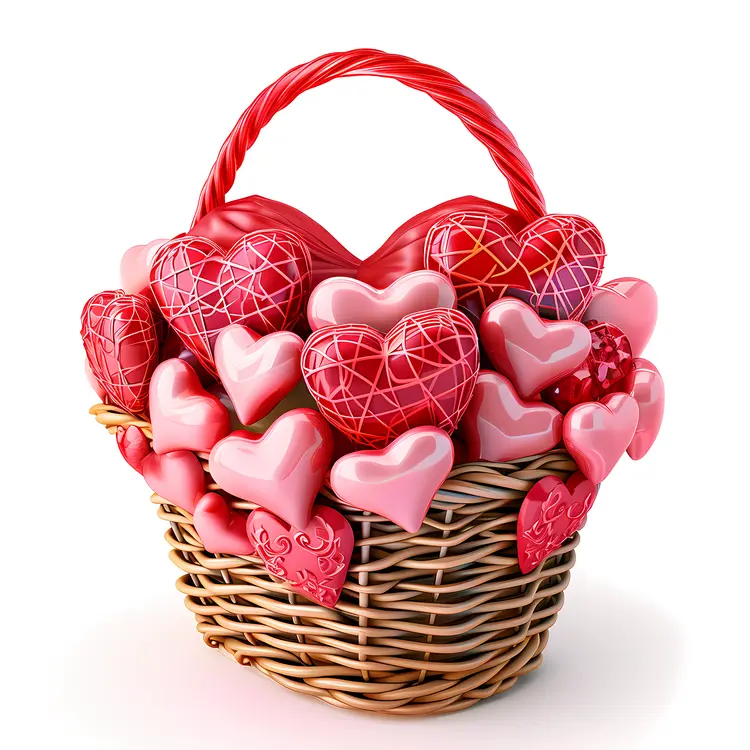 Heart Basket with Ribbons for Valentine's Day