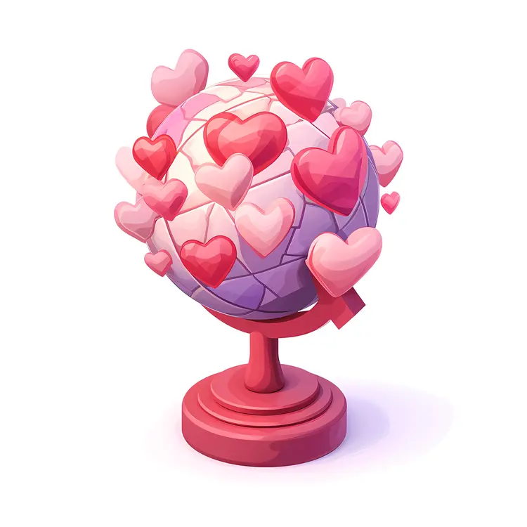 Heart Globe with Pink Hearts