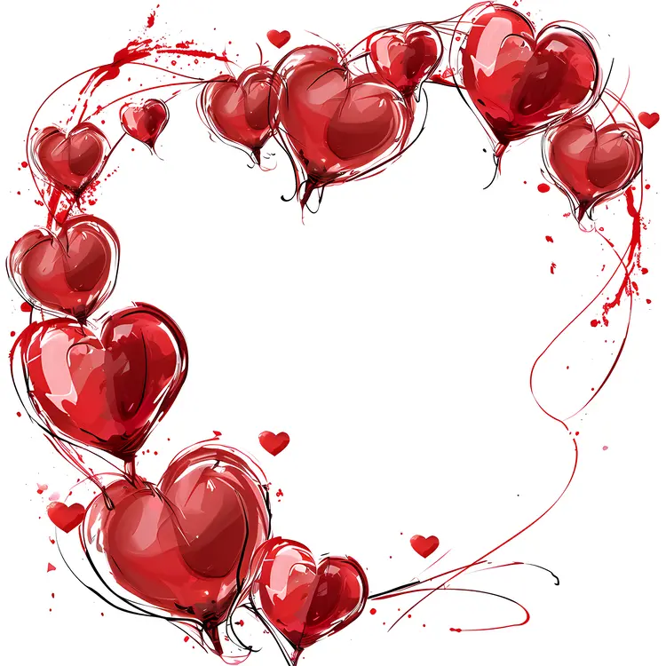 Heart-shaped Balloon Frame with Red Hearts