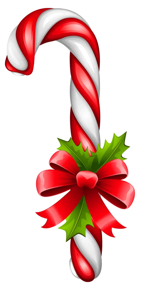 Holly Candy Cane with Red Bow for Christmas