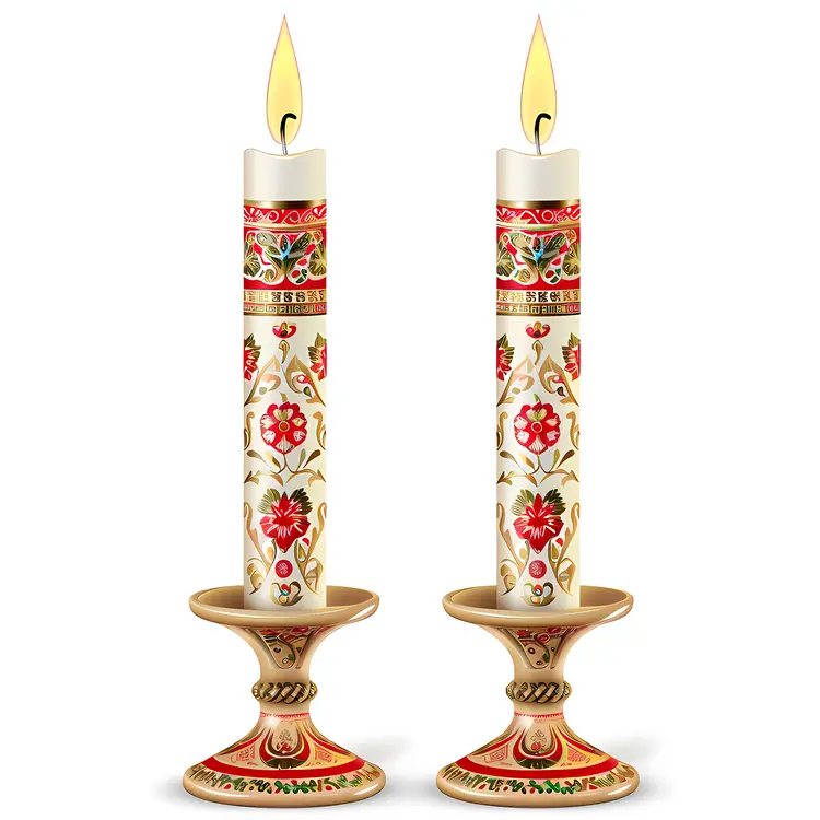 Tall Decorative Candles with Floral Design