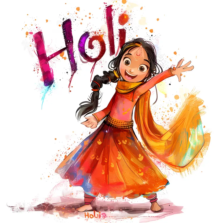 Colorful girl celebrating Holi festival