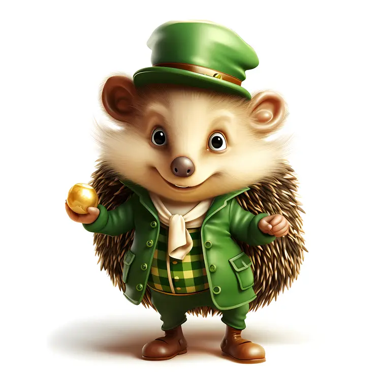 Cute Hedgehog Holding a Gold Coin